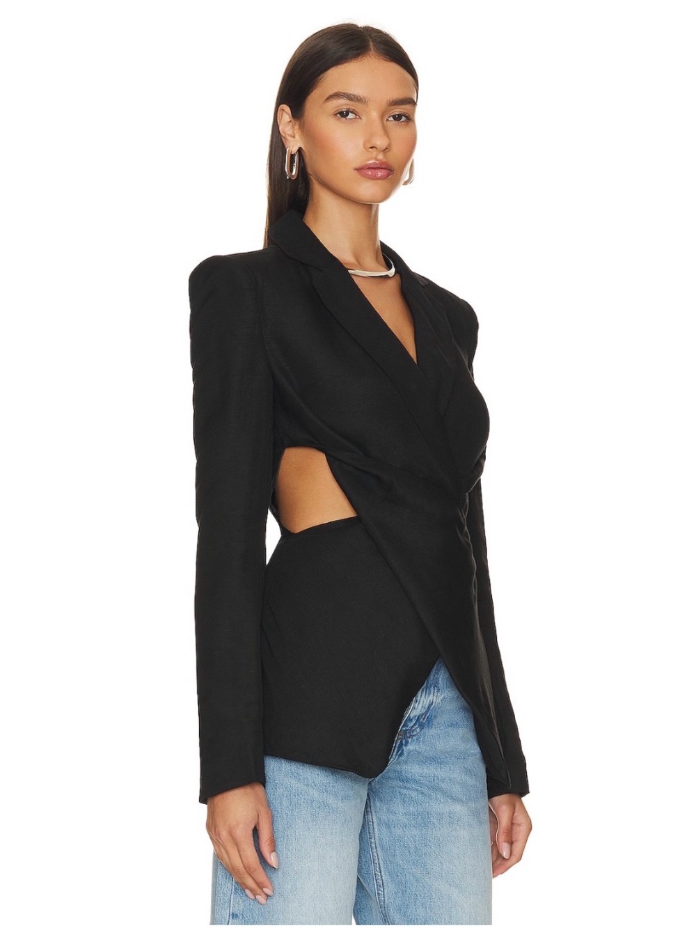 L'Academie Black Tailored Blazer with Side Cutouts - Picture 2 of 5
